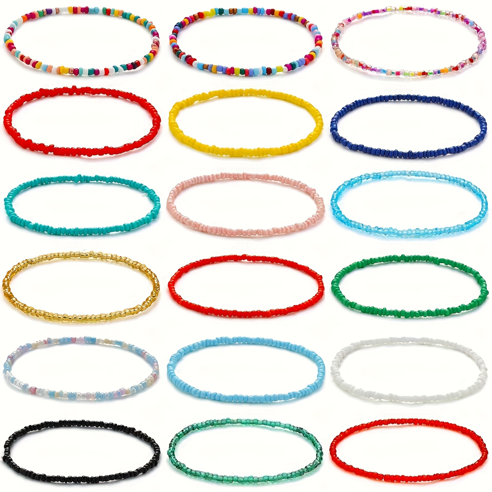 8pc Bohemian Multicolor Hand-Beaded Bracelets Set